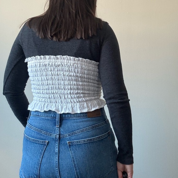 American Eagle Outfitters White Strapless Ruffle Crop Top - Picture 4 of 9